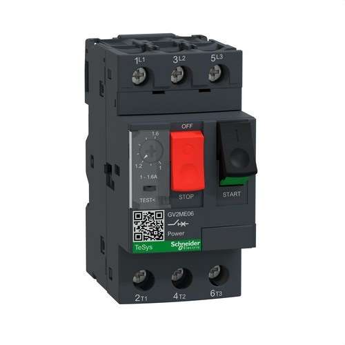 Magnetothermischer Schutzschalter 1-1,6A mit der Referenz GV2ME06 von der Marke SCHNEIDER ELECTRIC