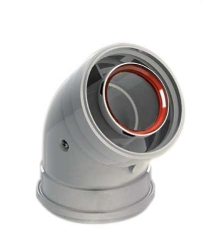 Kaminbogen Durchmesser 60/100mm 45º weiblich-weiblich weißes Aluminium mit der Referenz 610-45HHP1 von der Marke FIG