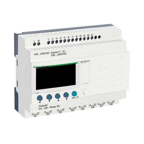 Kompakte programmierbare Relais Zelio Logic 20 E S 100..240 V AC Uhr Bildschirm mit der Referenz SR2B201FU von der Marke SCHNEIDER ELECTRIC