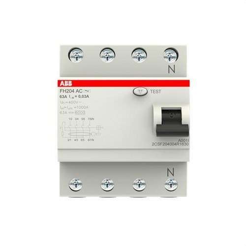 4P-Differentialschutzschalter 63A Klasse AC 30mA mit der Referenz 2CSF204004R1630 von der Marke ABB