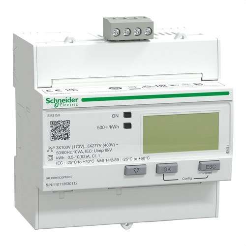 Dreiphasen-Energiemessgerät IEM3150 63 A Klasse 1 Modbus mit der Referenz A9MEM3150 von der Marke SCHNEIDER ELECTRIC