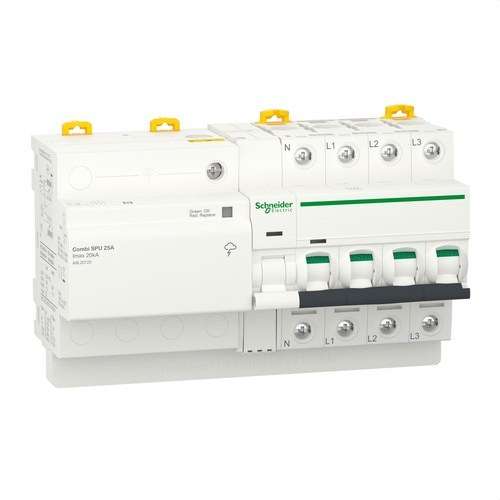 Überspannungsschutzgerät für transiente und permanente Überspannungen IGA Acti9 Combi SPU 3P+N 25A mit der Referenz A9L20725 von der Marke SCHNEIDER ELECTRIC