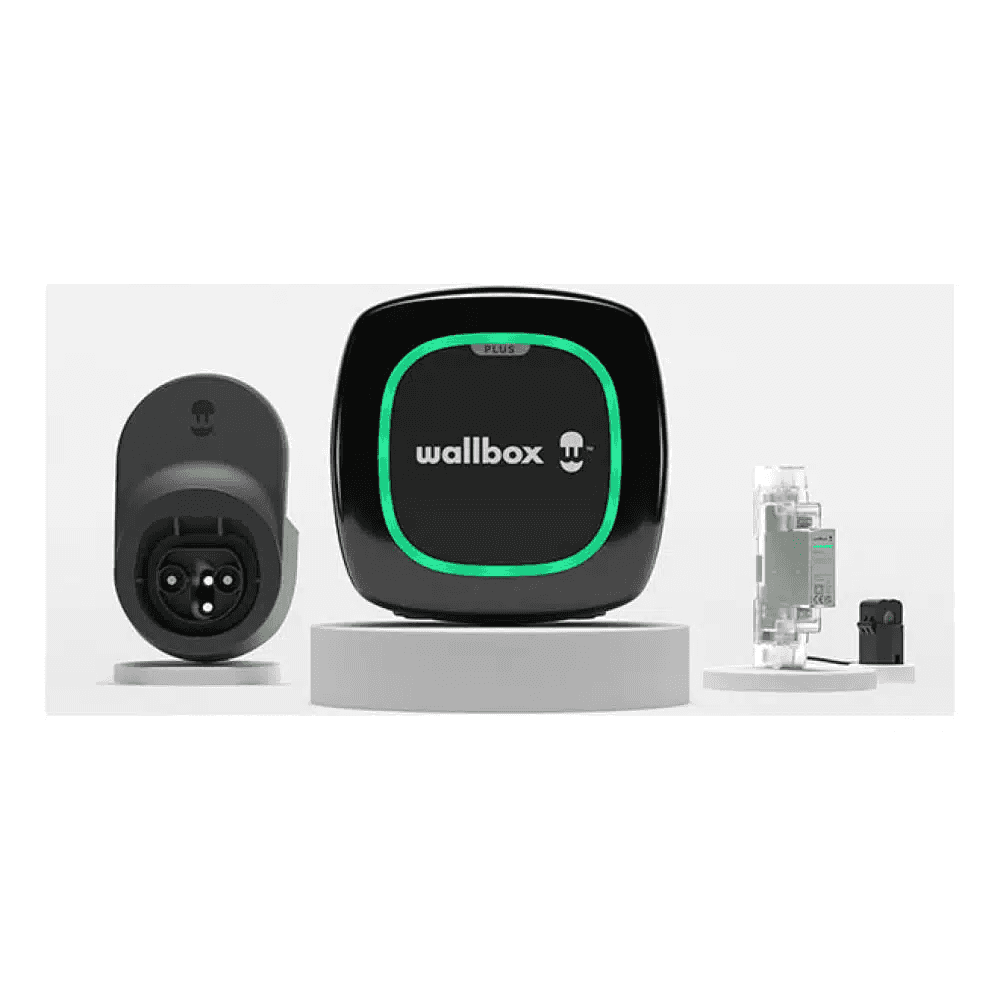 Kit Elektroauto-Ladegerät einphasig 7,4 kW + Energiemessgerät + Dock-Kabel + 5 Meter Schlauch Typ 2 Wallbox Pulsar Max mit der Referenz K1PLP4-0-2-2-9-002 von der Marke WALLBOX