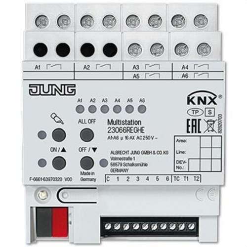 Multistation Jung KNX 6 Eingänge und 6 Ausgänge 16A mit der Referenz 23066REGHE von der Marke JUNG