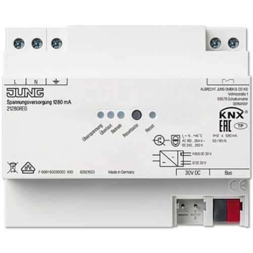 Jung KNX Stromversorgung 1.280 mA mit der Referenz 21280REG von der Marke JUNG