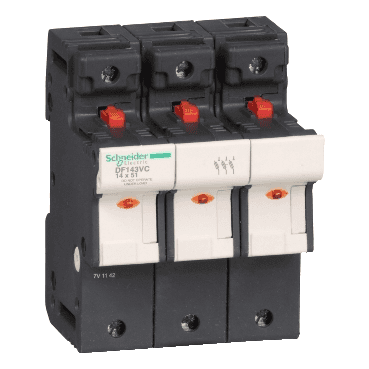Tesys DF Sicherungshalter 3-polig 50A 690VAC 14x51mm mit der Referenz DF143VC von der Marke SCHNEIDER ELECTRIC