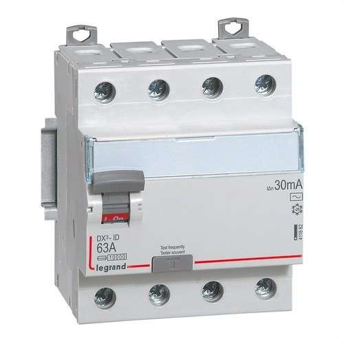 Differentialschalter DX3 4P 63A 30mA Klasse AC mit der Referenz 411662 von der Marke LEGRAND