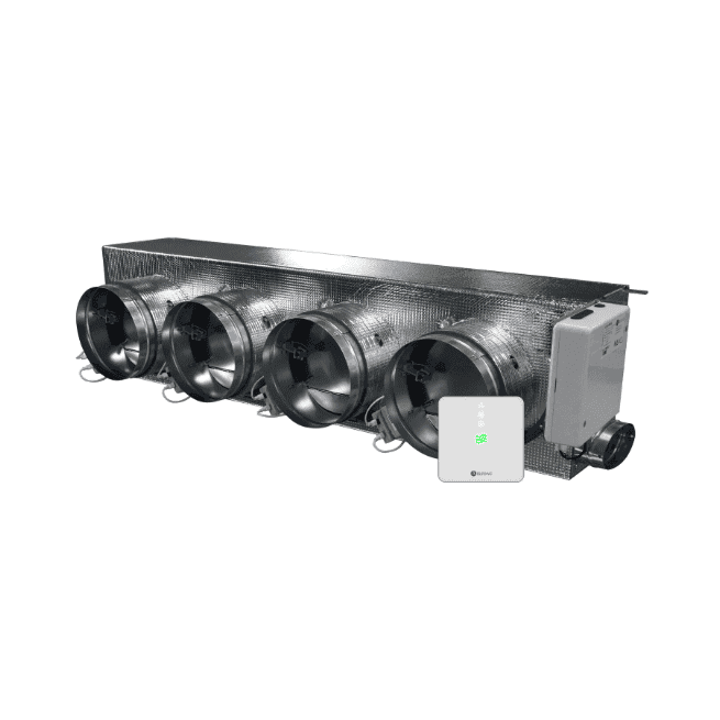 Motorisiertes Plenum Airzone Easyzone 25 Wi-Fi Medium AZC25MELBS01M4 für Mitsubishi Electric niedrige Bauhöhe – 4 Ausgänge Ø200 mm (mittlere Kapazität) mit der Referenz AZC25MELBS01M4 von der Marke AIRZONE