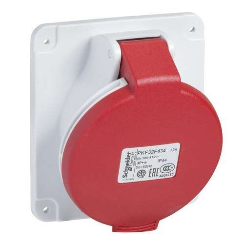 Schräg-Einbausteckdose 32A 3P+TT 380-415V IP44 mit der Referenz PKF32F434 von der Marke SCHNEIDER ELECTRIC