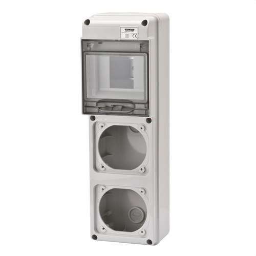 Q-DIN5 Schaltkasten 2 Steckdosen 16A IP65 mit der Referenz GW68018N von der Marke GEWISS