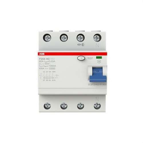 Differentialschalter 4P 80A Klasse AC 30mA mit der Referenz 2CSF204001R1800 von der Marke ABB