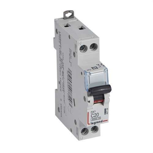 Leitungsschutzschalter DX3 1P+N 20A Charakteristik C 6/10kA mit der Referenz 407729 von der Marke LEGRAND