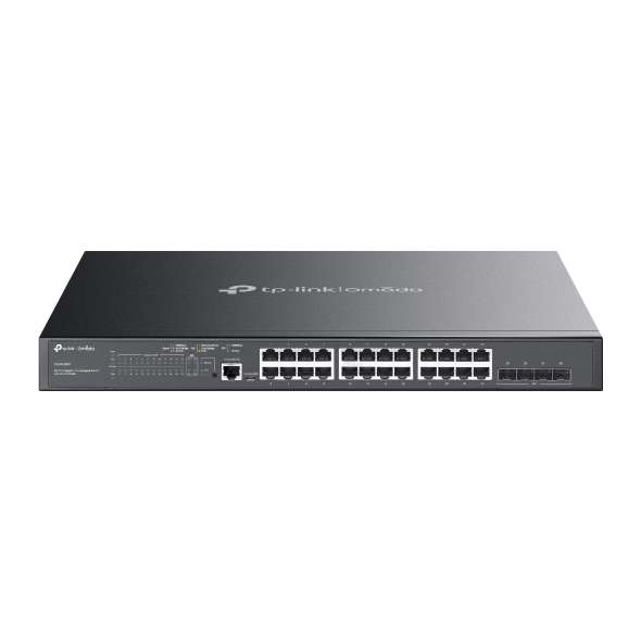 Omada L2+ Switch mit 24 Gigabit-Ports und 4 SFP-Ports, mit 24 PoE+ mit der Referenz TL-SG3428 von der Marke TP-LINK