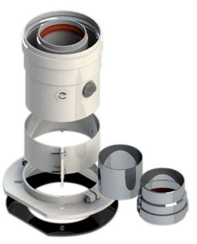Vertikaler koaxialer Ausgang, multikompatibel, 60/100mm, weißes Aluminium mit der Referenz 610CVMULTIP1 von der Marke FIG