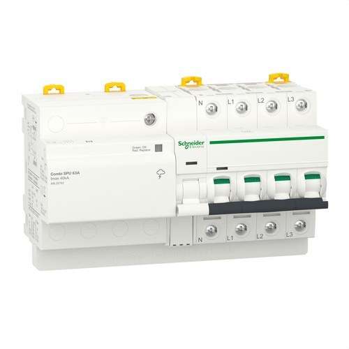 Überspannungsableiter für transiente und permanente Überspannungen IGA Acti9 Combi SPU 3P+N 63A mit der Referenz A9L20763 von der Marke SCHNEIDER ELECTRIC