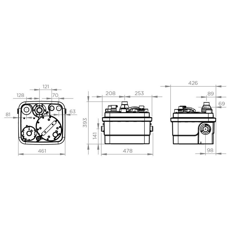 SANICUBIC 1 WP Pumpstation mit der Referenz CUBIC1IP68NM von der Marke SFA SANITRIT