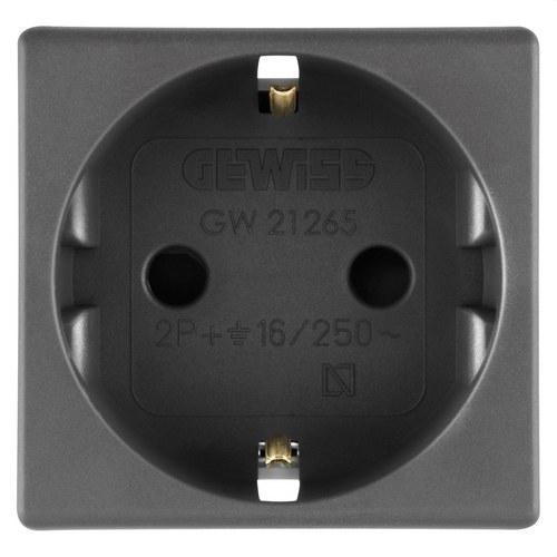 Spanische Steckdose 2P+T 16A 2 Module System Schwarz mit der Referenz GW21265 von der Marke GEWISS