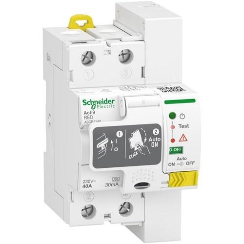 Selbst rückstellender Differenzialschutzschalter Acti9 RED 2P 40A 30 mA Typ A mit der Referenz A9CR1240 von der Marke SCHNEIDER ELECTRIC