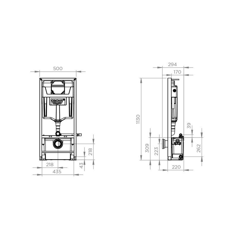 Rahmen mit Zerkleinerer und SANIWALL PRO Up Panels für wandhängende Toiletten mit der Referenz 0100832 von der Marke SFA SANITRIT