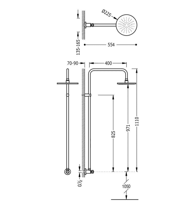 Garten- und Pool-Temperaturdusche mit einstellbarem Timer und Druckknopf mit der Referenz 01299601 von der Marke TRES GRIFERIA