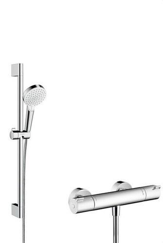 Sichtbares Duschset Vario mit Thermostatarmatur Crometta 65cm Stange mit der Referenz 27812400 von der Marke HANSGROHE