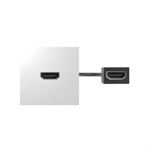 HDMI Type "A" Female-to-Female Connector with Pigtail and Integrated Plate White Simon 400 with reference 40001194-030 from the brand SIMON