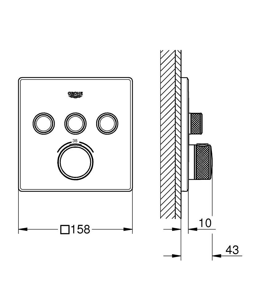 Grohtherm SmartControl Unterputz-Thermostat mit 3 Griffen - Gebürsteter warmer Sonnenuntergang mit der Referenz 29126DL0 von der Marke GROHE