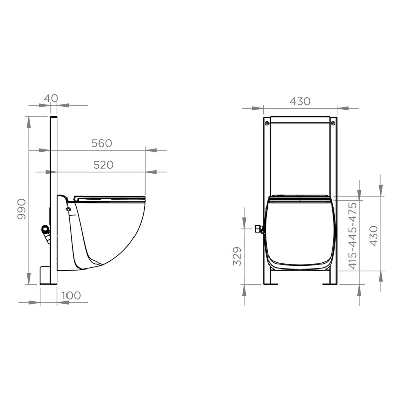 Rahmen mit Zerkleinerer-WC SFA Sanicompact Comfort+ mit der Referenz C72LVCPLUS von der Marke SFA SANITRIT