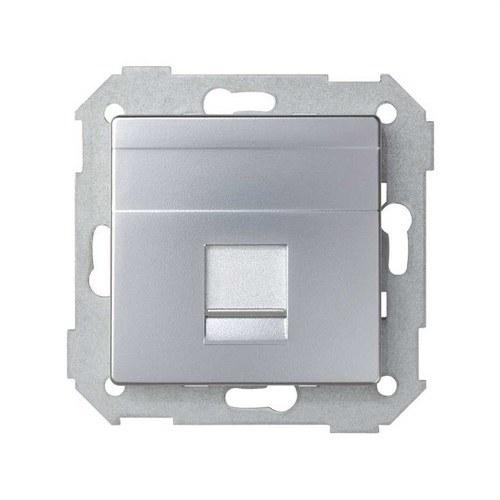 Flache Sprach- und Datenplatte mit Staubschutz für 1 RJ45 AMP® Anschluss Aluminium Simon 82 mit der Referenz 82005-33 von der Marke SIMON