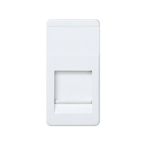 Flat voice and data plate, half element with dust cover for 1 white RJ45 AMP connector Simon 27 Play with reference 27087-34 from the brand SIMON