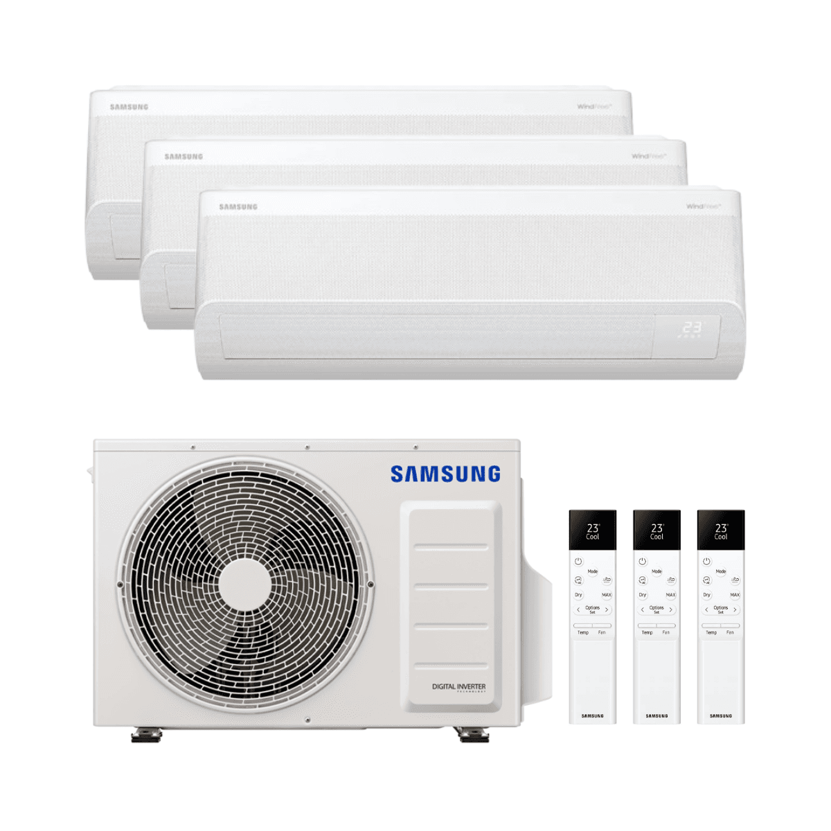Klimaanlage 3x1 mit WLAN Samsung WindFree Comfort S2 2,5 kW (2) + 3,5 kW