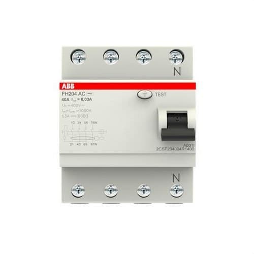4P 40A FI-Schutzschalter Typ AC 30mA mit der Referenz 2CSF204004R1400 von der Marke ABB