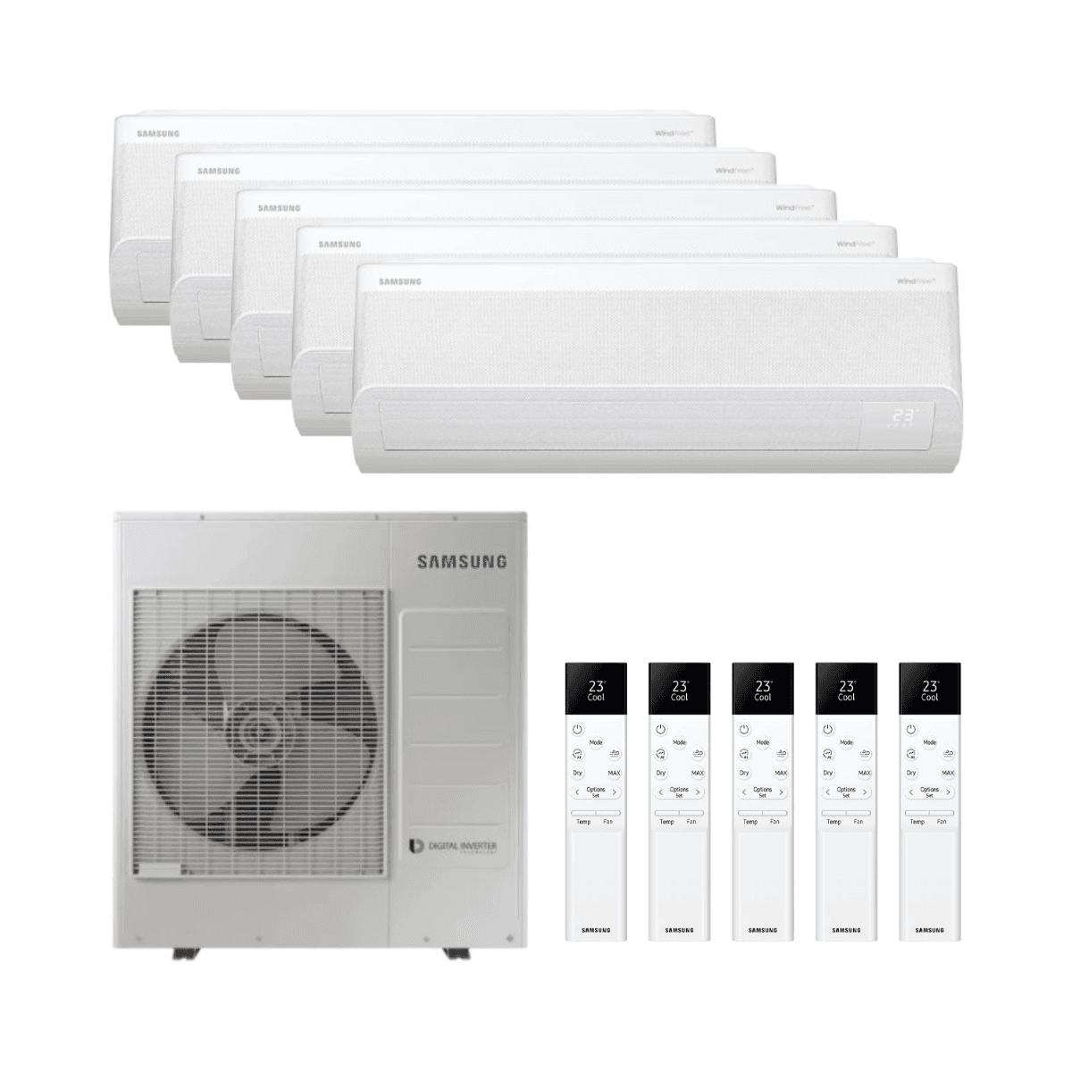 Klimaanlage 5x1 mit WLAN Samsung WindFree Comfort S2 2,5 kW (4) + 3,5 kW mit der Referenz KITSAMWFCS209(04)+12 von der Marke SAMSUNG