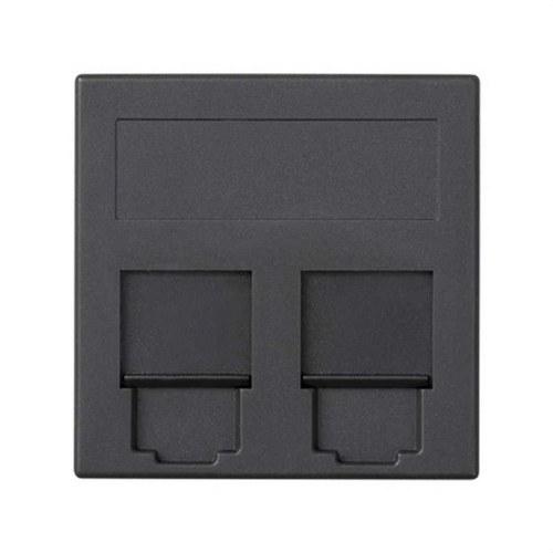 Flache Sprach- und Datenabdeckung mit Staubschutz 1 Element für 2 RJ45 kompatibel mit anderen Herstellern Graphit Simon 500 Cima mit der Referenz 50000089-038 von der Marke SIMON