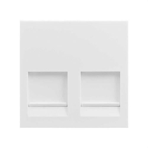 Flat voice and data plate with dust cover for 2 RJ45 connectors with Keystone I and II clipping white Simon 400 with reference 40000089-030 from the brand SIMON