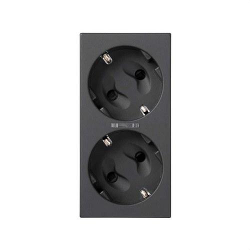 Doppel-Schuko-Steckdose mit Sicherheitseinrichtung, LED und Schraubklemmen grau Simon 500 Cima mit der Referenz 50010472-038 von der Marke SIMON