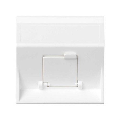 Angled voice and data plate with dust cover, 1 module for 1 RJ45, white, Simon 500 Cima with reference 50000081-030 from the brand SIMON