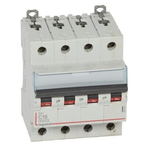 Leitungsschutzschalter DX3 4P 16A Charakteristik C 6/10kA mit der Referenz 407928 von der Marke LEGRAND