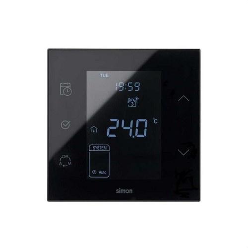 Thermostat for electric underfloor heating Simon iO with included sensor glossy black Simon 100 with reference 10000811-138 from the brand SIMON