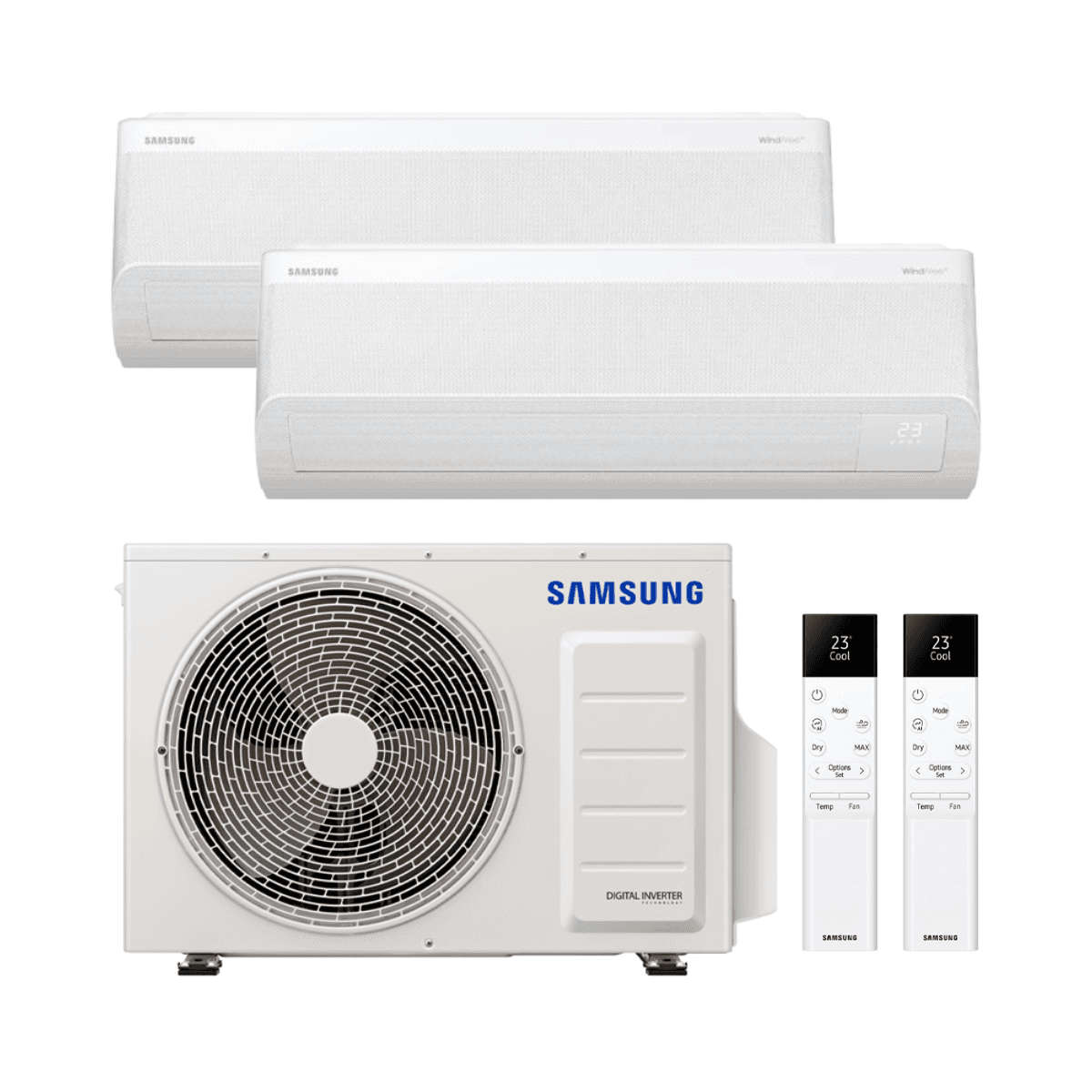 Klimaanlage 2x1 mit WLAN Samsung WindFree Comfort S2 2,5 kW + 3,5 kW mit der Referenz KITSAMWINDFREE09+12 von der Marke SAMSUNG